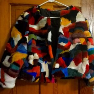 Rabbit and raccoon  fur jacket